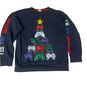 Kids Holiday Sweatshirt Tis the season for Gaming video game navy blue XXL (18)